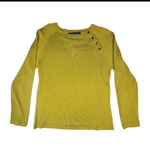 Austin Reed Womens 100% Silk Ribbed Long Sleeve Button Shoulder Size Small VTG